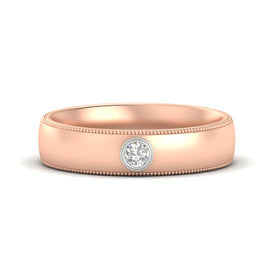 Bezel Set Solitaire Two Tone Mens Wedding Ring