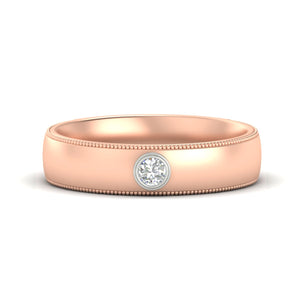 Bezel Set Solitaire Two Tone Mens Wedding Ring