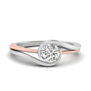 Two Tone Round Solitaire Ring