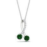 Load image into Gallery viewer, twogether-2-stone-diamond-ribbon-pendant-with-emerald-in-FDPD11486GEMGRANGLE1-NL-WG
