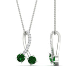 Load image into Gallery viewer, twogether-2-stone-diamond-ribbon-pendant-with-emerald-in-FDPD11486GEMGRANGLE1-NL-WG
