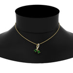 Load image into Gallery viewer, twogether-2-stone-diamond-ribbon-pendant-with-emerald-in-FDPD11486GEMGRANGLE1-NL-YG
