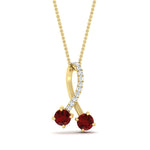 Load image into Gallery viewer, twogether-2-stone-diamond-ribbon-pendant-with-ruby-in-FDPD11486GRUDRANGLE1-NL-YG
