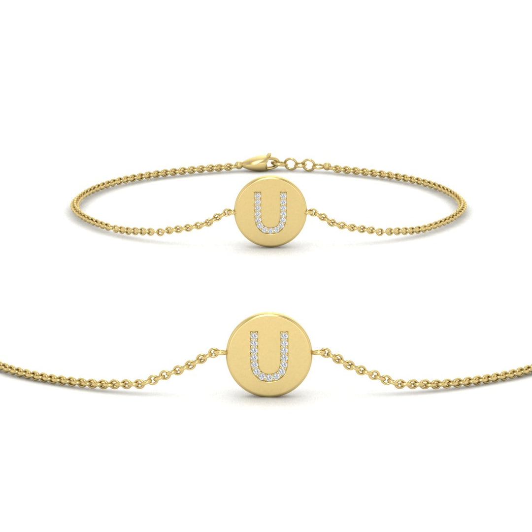 Alphabet disc diamond bracelet