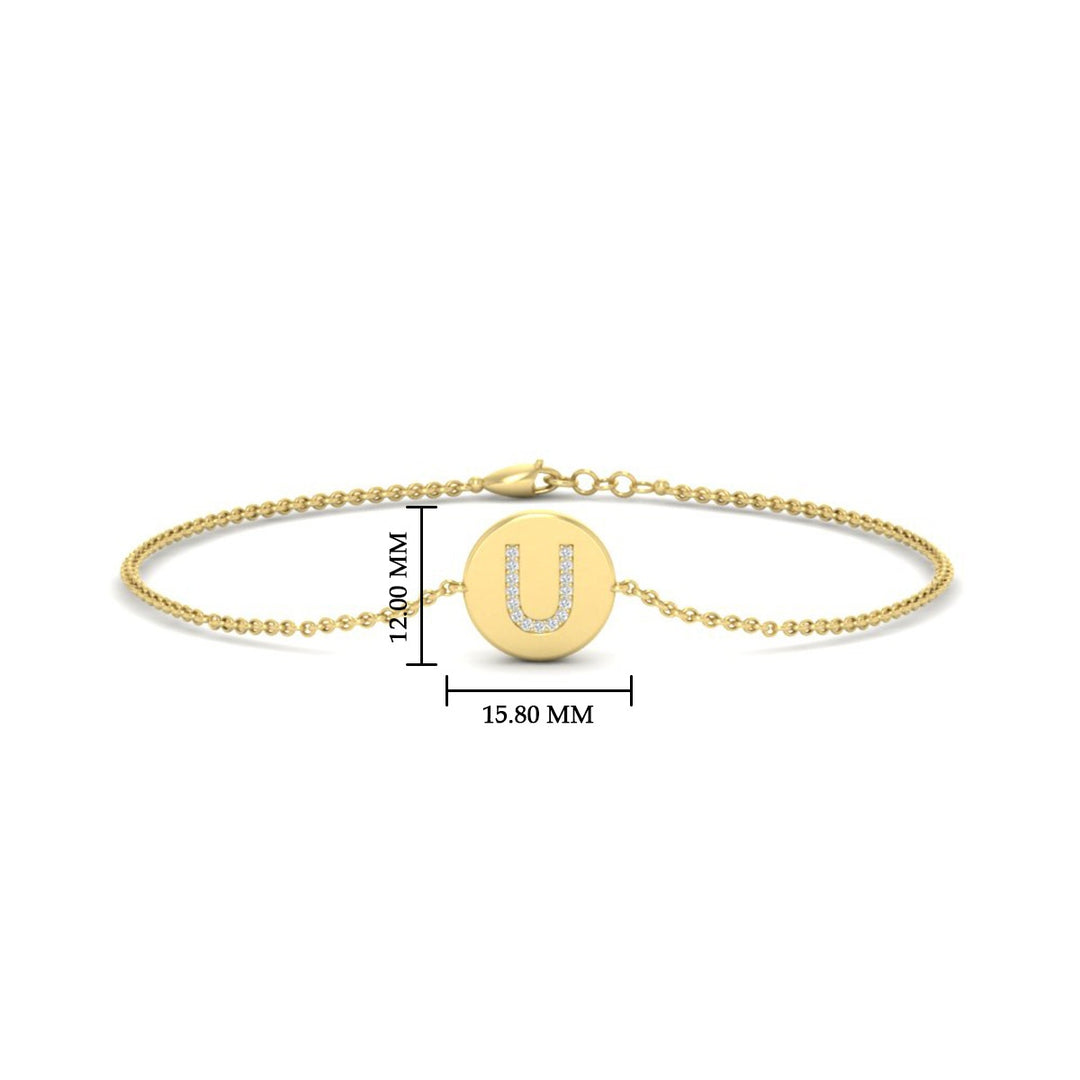 Alphabet disc diamond bracelet