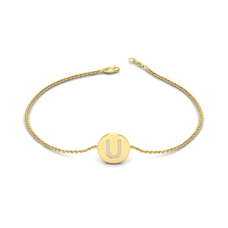 Alphabet disc diamond bracelet