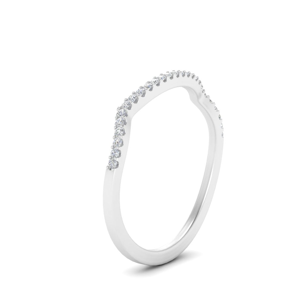 U Prong Curved Wedding Band