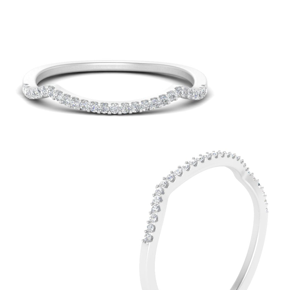 U Prong Curved Wedding Band