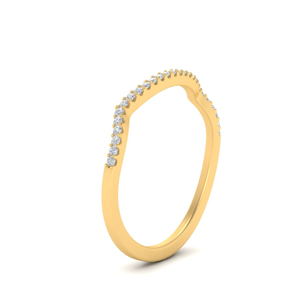 U Prong Curved Wedding Band