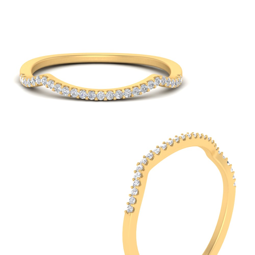 U Prong Curved Wedding Band