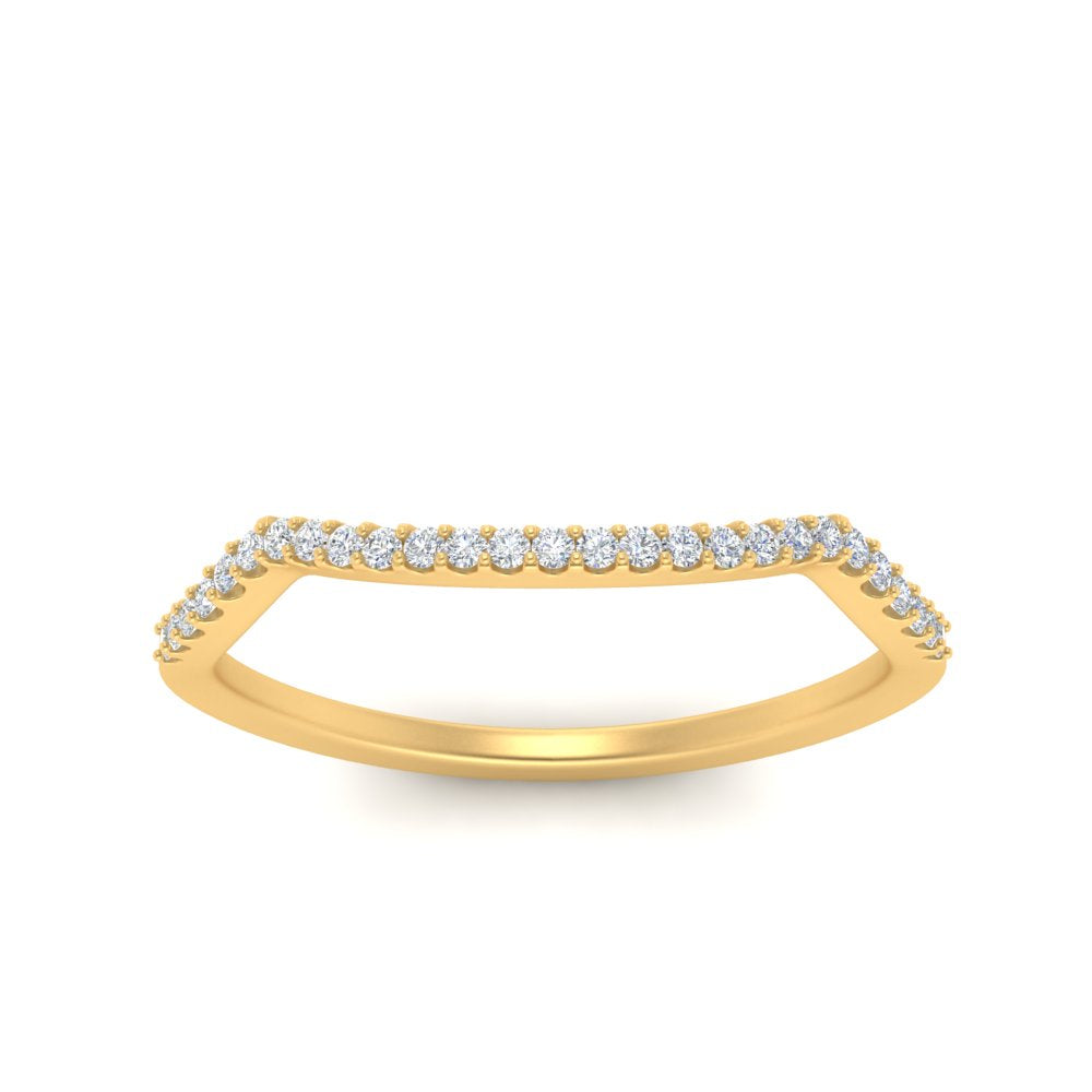 U Prong Curved Wedding Band