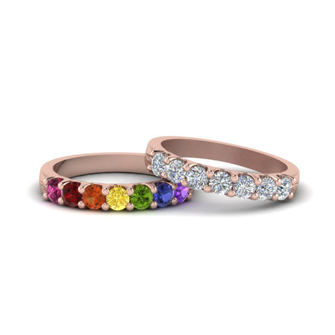 U Prong Lesbian Rainbow Wedding Band