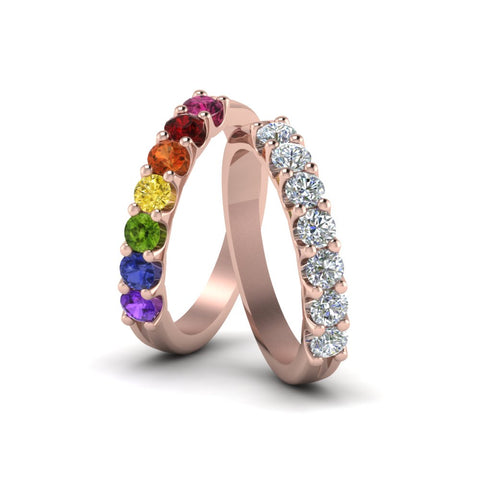 U Prong Lesbian Rainbow Wedding Band