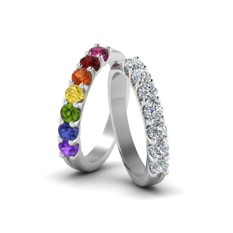 U Prong Lesbian Rainbow Wedding Band