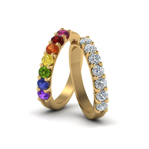 U Prong Lesbian Rainbow Wedding Band
