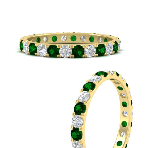 u-prong-round-diamond-eternity-band-one-carat-emerald-in-yellow-gold-FDEWB8371GEMGRANGLE3-1.00CT-NL-YG