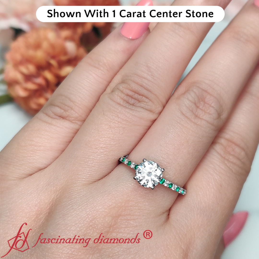 u-prong-thin-round-cut-diamond-engagement-ring-with-emerald-in-FD9154RFANCYI-NL-WG-1