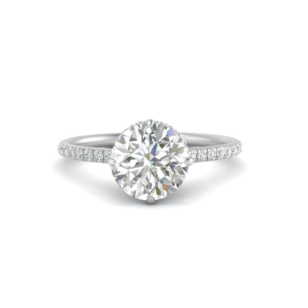 Compass Point Under Halo Round Diamond Ring