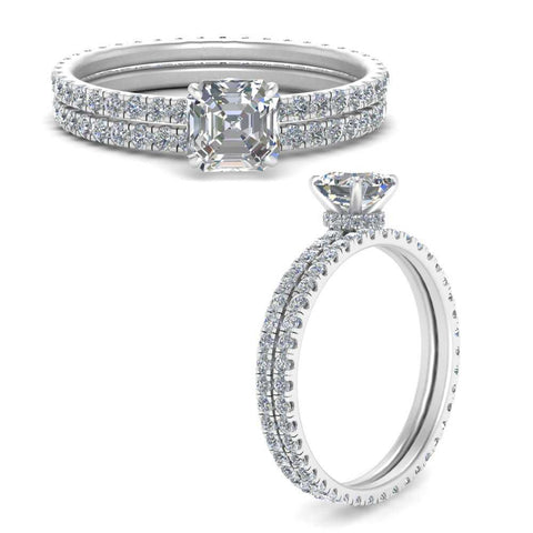underhalo-eternity-asscher-cut-diamond-wedding-band-set-in-FD9168ASANGLE3-NL-WG