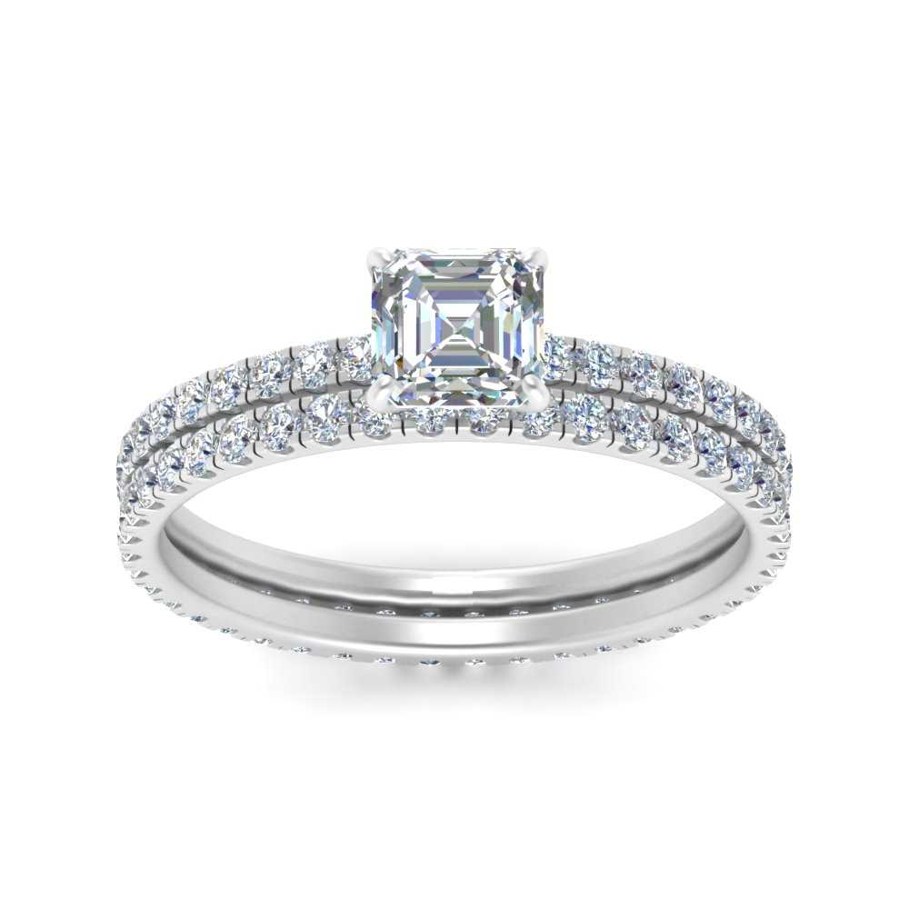 underhalo-eternity-asscher-cut-diamond-wedding-band-set-in-FD9168ASANGLE3-NL-WG