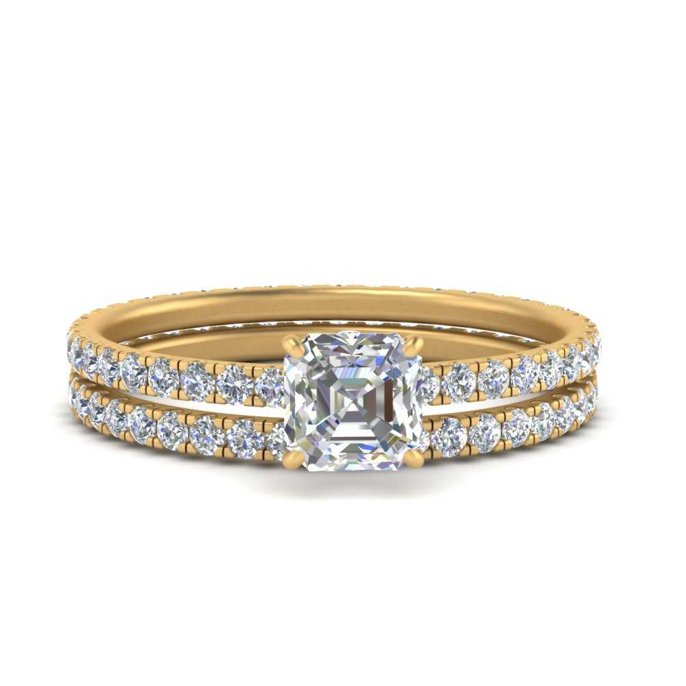 underhalo-eternity-asscher-cut-diamond-wedding-band-set-in-FD9168ASANGLE3-NL-YG