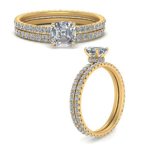 Under Halo Asscher Diamond Eternity Wedding Set