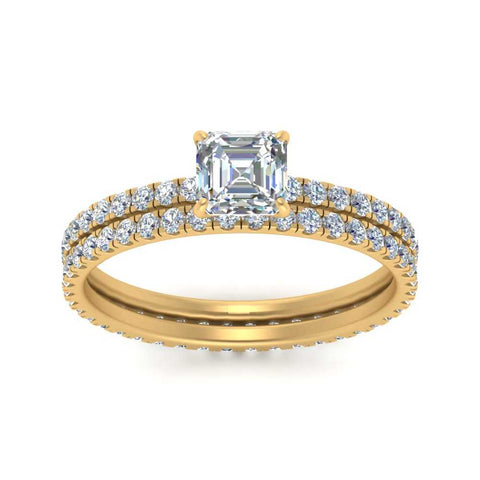 underhalo-eternity-asscher-cut-diamond-wedding-band-set-in-FD9168ASANGLE3-NL-YG