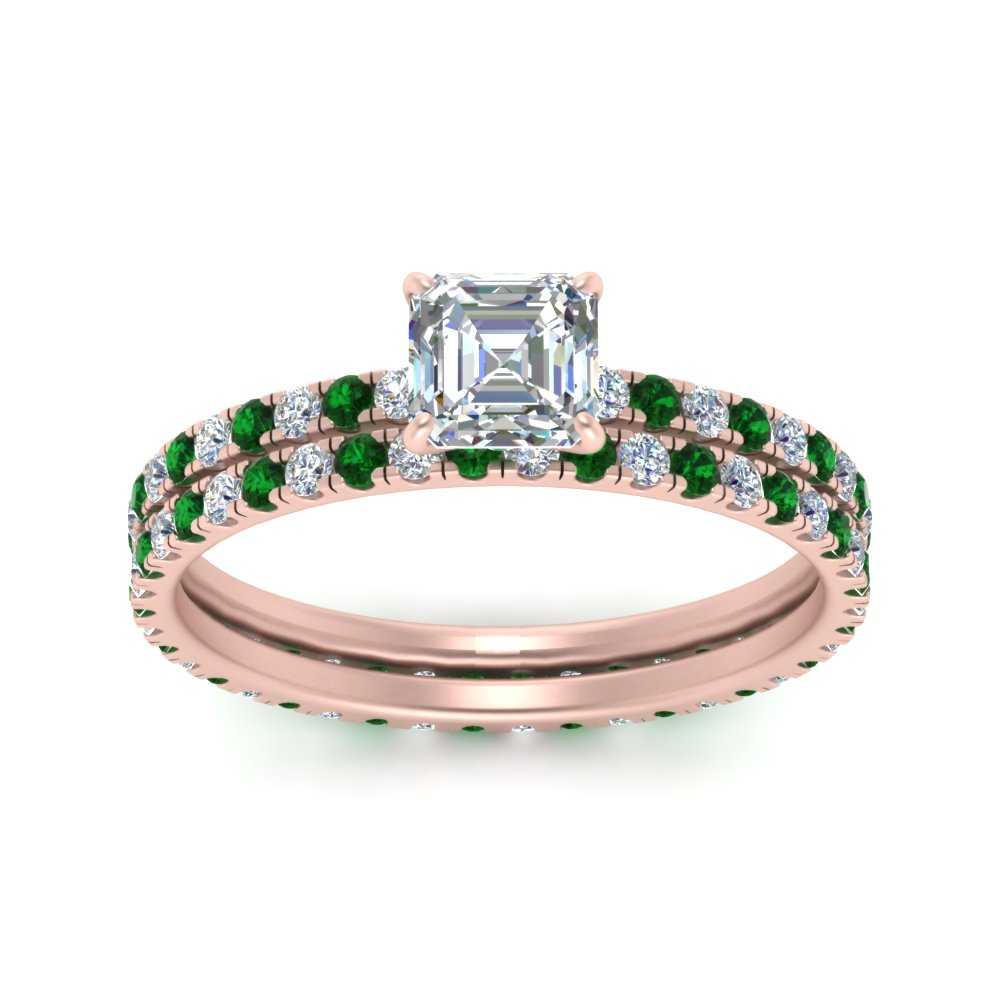 underhalo-eternity-asscher-cut-diamond-wedding-band-set-with-emerald-in-FD9168ASGEMGRANGLE3-NL-RG