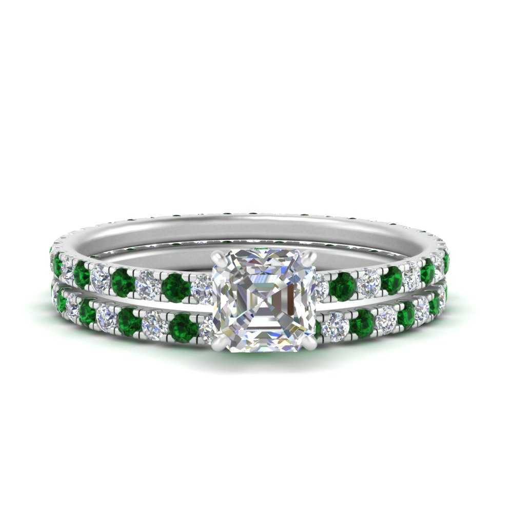 underhalo-eternity-asscher-cut-diamond-wedding-band-set-with-emerald-in-FD9168ASGEMGRANGLE3-NL-WG