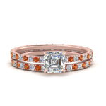 Load image into Gallery viewer, underhalo-eternity-asscher-cut-diamond-wedding-band-set-with-orange-sapphire-in-FD9168ASGSAORANGLE3-NL-RG
