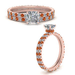 Load image into Gallery viewer, underhalo-eternity-asscher-cut-diamond-wedding-band-set-with-orange-sapphire-in-FD9168ASGSAORANGLE3-NL-RG