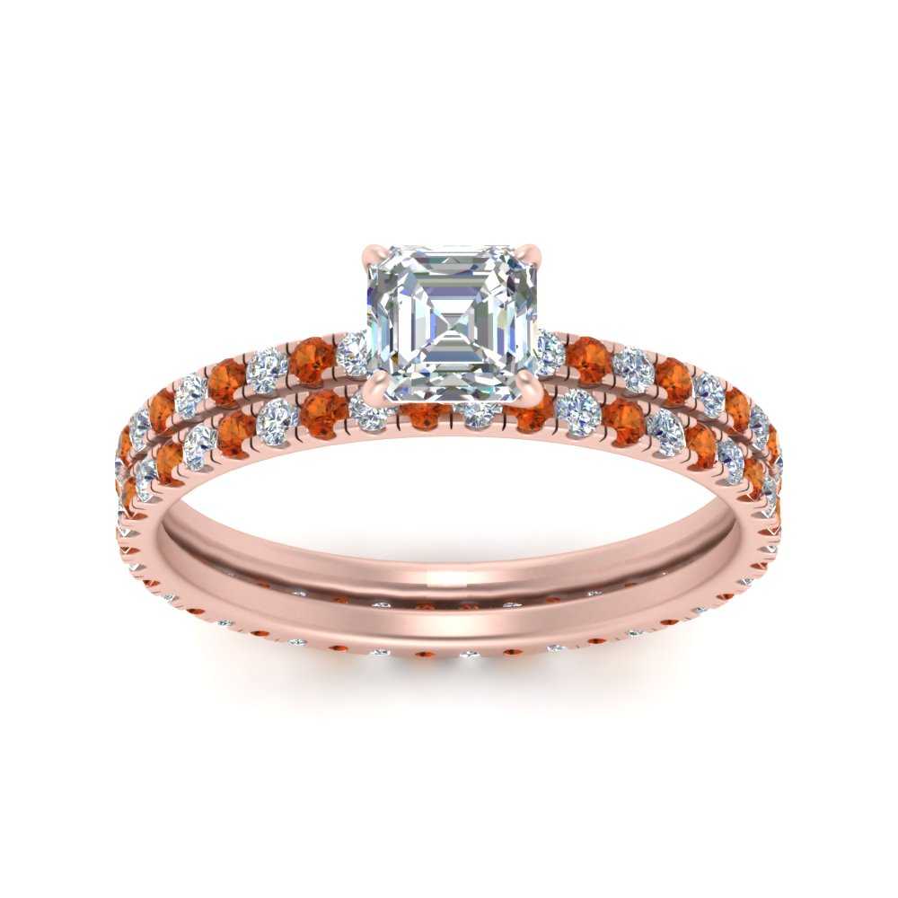 underhalo-eternity-asscher-cut-diamond-wedding-band-set-with-orange-sapphire-in-FD9168ASGSAORANGLE3-NL-RG
