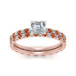 Load image into Gallery viewer, underhalo-eternity-asscher-cut-diamond-wedding-band-set-with-orange-sapphire-in-FD9168ASGSAORANGLE3-NL-RG
