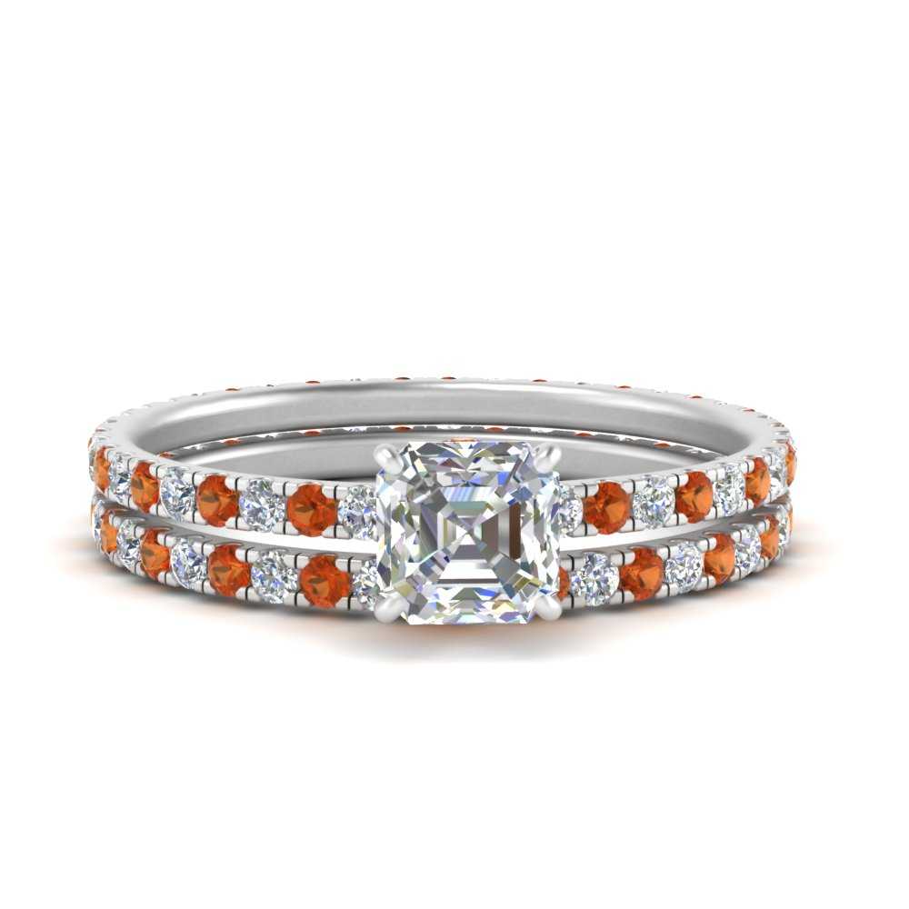 underhalo-eternity-asscher-cut-diamond-wedding-band-set-with-orange-sapphire-in-FD9168ASGSAORANGLE3-NL-WG