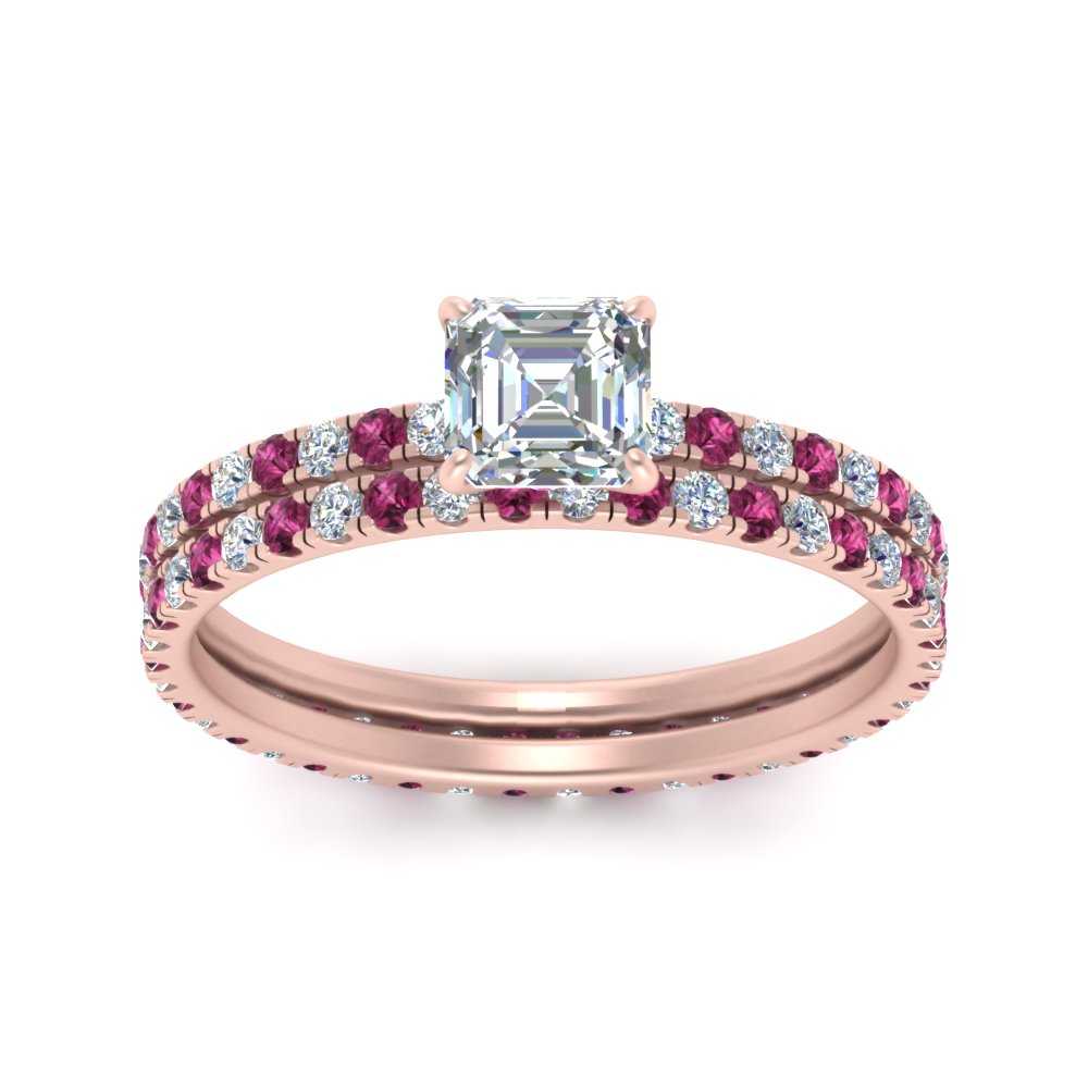 underhalo-eternity-asscher-cut-diamond-wedding-band-set-with-pink-sapphire-in-FD9168ASGSADRPIANGLE3-NL-RG