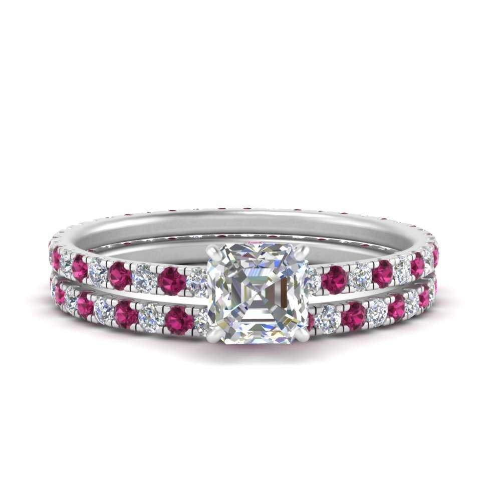 underhalo-eternity-asscher-cut-diamond-wedding-band-set-with-pink-sapphire-in-FD9168ASGSADRPIANGLE3-NL-WG