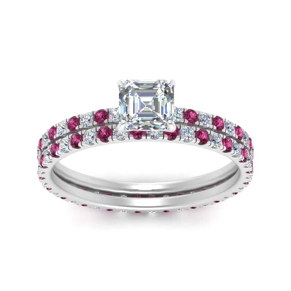 underhalo-eternity-asscher-cut-diamond-wedding-band-set-with-pink-sapphire-in-FD9168ASGSADRPIANGLE3-NL-WG