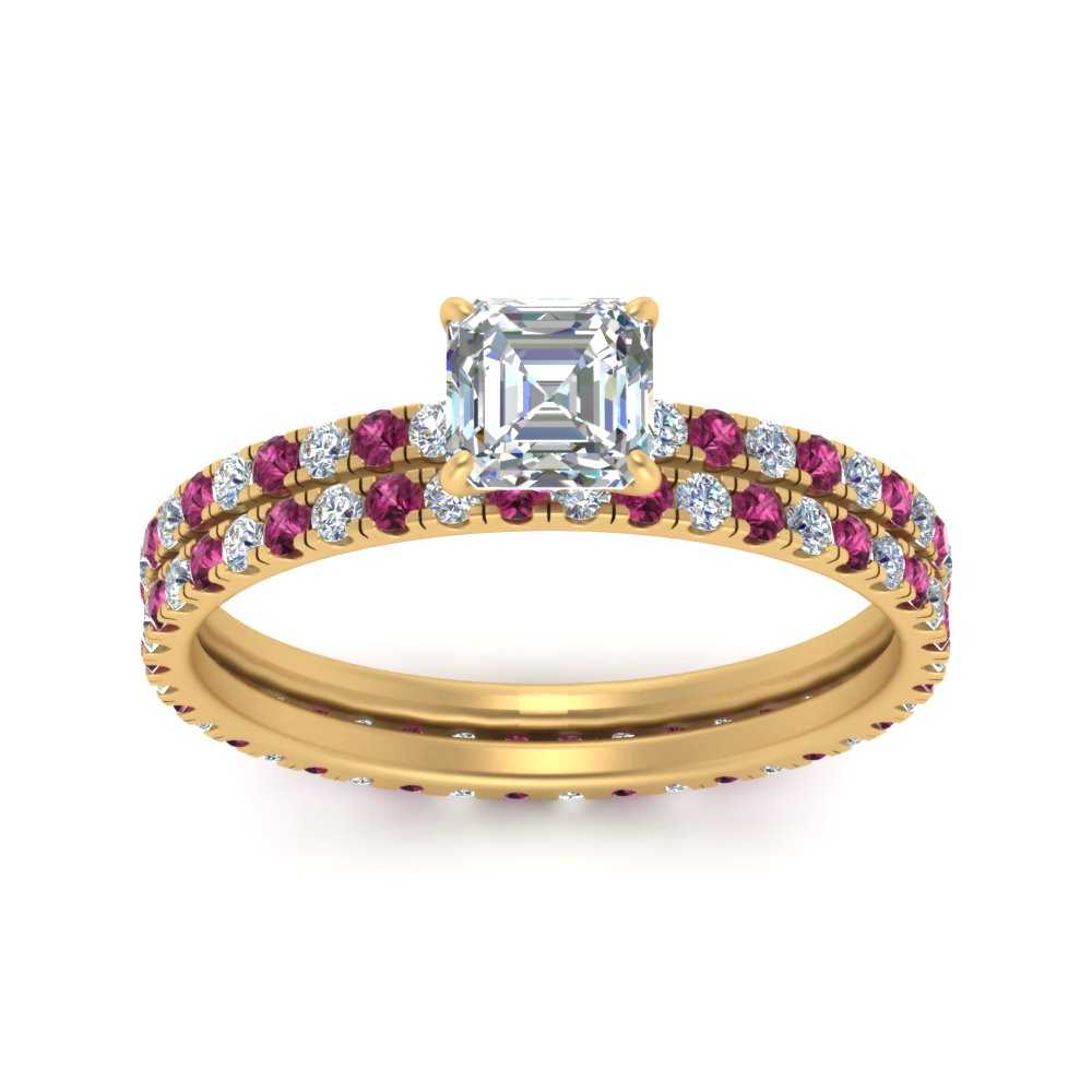 underhalo-eternity-asscher-cut-diamond-wedding-band-set-with-pink-sapphire-in-FD9168ASGSADRPIANGLE3-NL-YG