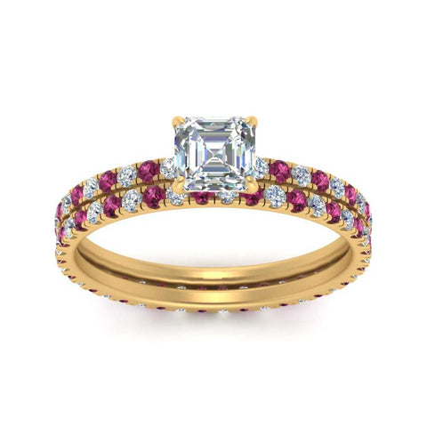underhalo-eternity-asscher-cut-diamond-wedding-band-set-with-pink-sapphire-in-FD9168ASGSADRPIANGLE3-NL-YG