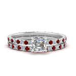 Load image into Gallery viewer, underhalo-eternity-asscher-cut-diamond-wedding-band-set-with-ruby-in-FD9168ASGRUDRANGLE3-NL-WG
