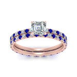 Load image into Gallery viewer, underhalo-eternity-asscher-cut-diamond-wedding-band-set-with-sapphire-in-FD9168ASGSABLANGLE3-NL-RG