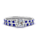 Load image into Gallery viewer, underhalo-eternity-asscher-cut-diamond-wedding-band-set-with-sapphire-in-FD9168ASGSABLANGLE3-NL-WG
