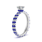 Load image into Gallery viewer, underhalo-eternity-asscher-cut-diamond-wedding-band-set-with-sapphire-in-FD9168ASGSABLANGLE3-NL-WG