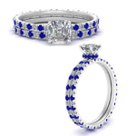 Load image into Gallery viewer, underhalo-eternity-asscher-cut-diamond-wedding-band-set-with-sapphire-in-FD9168ASGSABLANGLE3-NL-WG