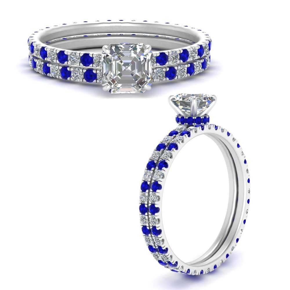 underhalo-eternity-asscher-cut-diamond-wedding-band-set-with-sapphire-in-FD9168ASGSABLANGLE3-NL-WG