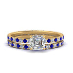 Load image into Gallery viewer, underhalo-eternity-asscher-cut-diamond-wedding-band-set-with-sapphire-in-FD9168ASGSABLANGLE3-NL-YG