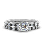 Load image into Gallery viewer, underhalo-eternity-asscher-cut-wedding-band-set-with-black-diamond-in-FD9168ASGBLACKANGLE3-NL-WG
