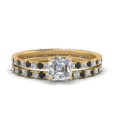 underhalo-eternity-asscher-cut-wedding-band-set-with-black-diamond-in-FD9168ASGBLACKANGLE3-NL-YG