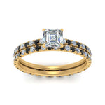 Load image into Gallery viewer, underhalo-eternity-asscher-cut-wedding-band-set-with-black-diamond-in-FD9168ASGBLACKANGLE3-NL-YG