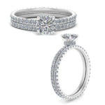 Load image into Gallery viewer, underhalo-eternity-cushion-cut-diamond-wedding-band-set-in-FD9168CUANGLE3-NL-WG
